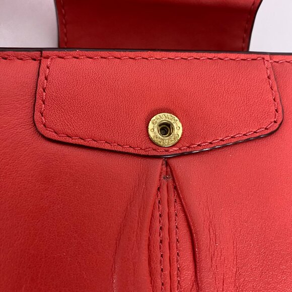 Coach Ashley Leather Wallet Clutch Folding Envelope Flip Pleated Salmon - Picture 9 of 16